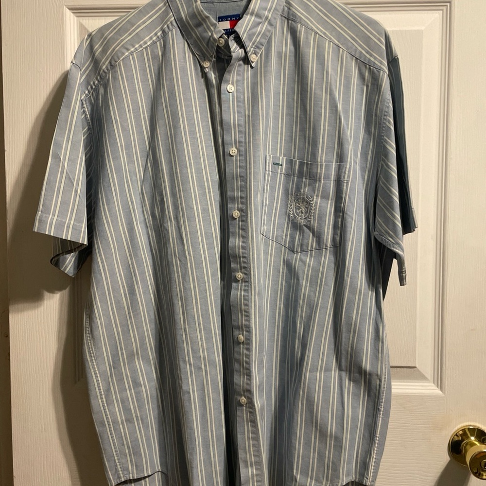 Tommy Hilfiger Light Blue Striped Casual Shirt